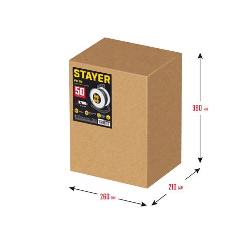 STAYER PRO-315, КГ, 3 x 1.5 мм2, 50 м, 3700 Вт, IP44, силовой удлинитель на стальной катушке (55077-50)