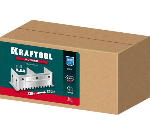 KRAFTOOL BUNKER зуб 10*10 мм, до 600 мм, нерж. сталь, Раздвижная гребенка для плитки (0808-10)