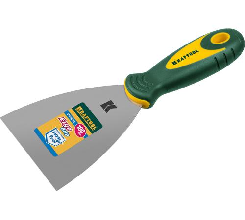 KRAFTOOL 100 мм, х-образное профилированное полотно, двухкомпонентная ручка, нержавеющий, шпатель (10035-100)