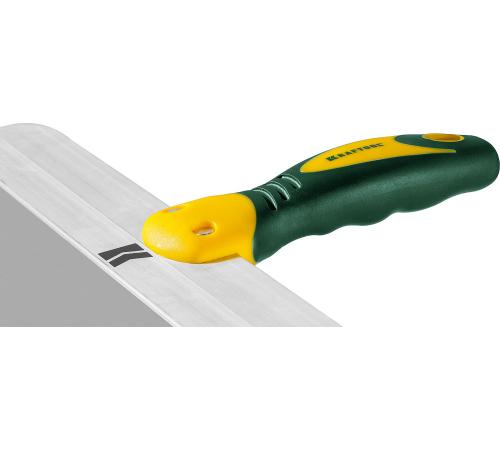 KRAFTOOL 250 мм, широкое полотно, алюминиевая направляющая, двухкомпонентная ручка, нержавеющий, фасадный шпатель (10036-250)