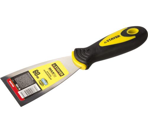 STAYER MAXFlat, 60 мм, профилированное полотно, двухкомпонентная ручка, нержавеющий, шпатель (10041-06)