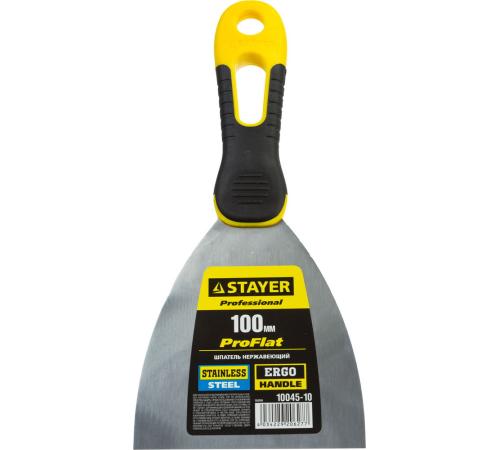 STAYER PROFlat, 100 мм, х-образное профилированное полотно, облегченная двухкомпонентная ручка, нержавеющий шпатель, Professional (10045-10)