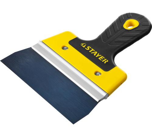 STAYER PROFlat, 150 мм, усиленная алюминиевая направляющая, двухкомпонентная ручка, анодированный, фасадный шпатель, Professional (10045-15)