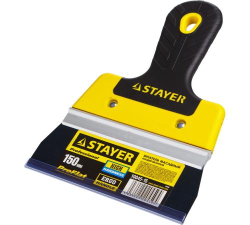 STAYER PROFlat, 150 мм, усиленная алюминиевая направляющая, двухкомпонентная ручка, анодированный, фасадный шпатель, Professional (10045-15)