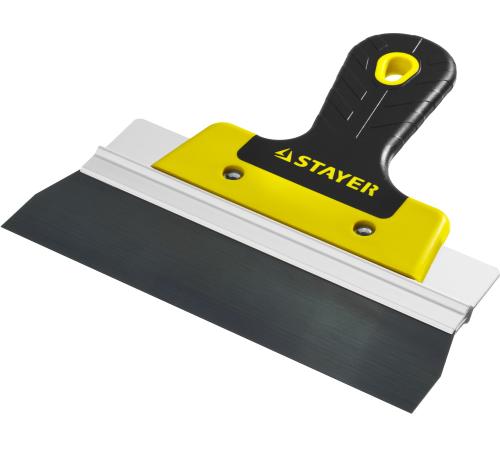 STAYER PROFlat, 200 мм, усиленная алюминиевая направляющая, двухкомпонентная ручка, анодированный, фасадный шпатель, Professional (10045-20)