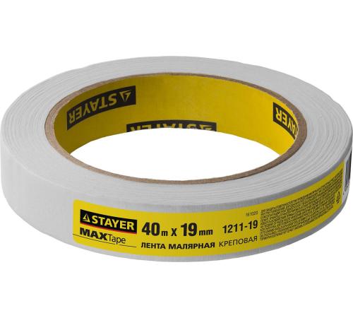 STAYER MAXTape 19 мм х 40 м, креповая, малярная лента, MASTER (1211-19)