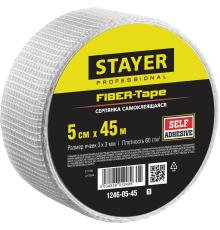 STAYER FIBER-Tape, 5 см х 45 м, 3 х 3 мм, самоклеящаяся серпянка, Professional (1246-05-45)
