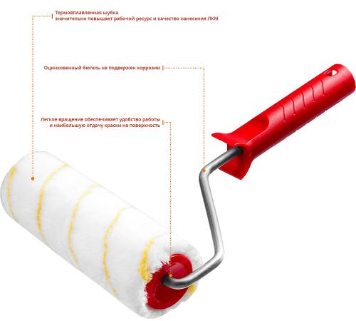 MIRAX POLYTEX PRO, 48 х 180 мм, бюгель 8 мм, ворс 12 мм, полиакрил/полиэстер, все виды ЛКМ, малярный валик (03816-18)