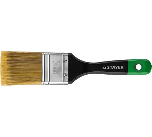 STAYER KANEKARON-EURO, 50 мм, 2″, искусственная щетина, деревянная ручка, для высокотекучих ЛКМ, плоская кисть (0106-050)