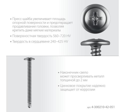 ЗУБР ПШМ-С 51 х 4.2 мм, саморез с пресс-шайбой и сверлом, цинк, 12.69 кг (3000 шт.) (4-300210-42-051)