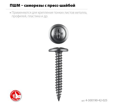 ЗУБР ПШМ 25 х 4.2 мм, саморез с пресс-шайбой, цинк, 15.51 кг (7000 шт.) (4-300190-42-025)