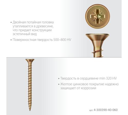 ЗУБР СУ-Ж 60 х 4.0 мм, желтый цинк, универсальный саморез, 12.63 кг (4000 шт.) (4-300390-40-060)