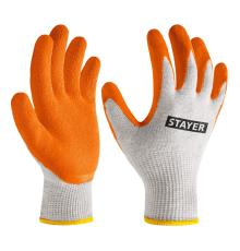 STAYER ULTRA, S-M, х/б перчатки с рельефным латексным покрытием, противоскользящие (11403-S)
