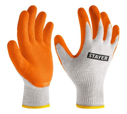 STAYER ULTRA, S-M, х/б перчатки с рельефным латексным покрытием, противоскользящие (11403-S)