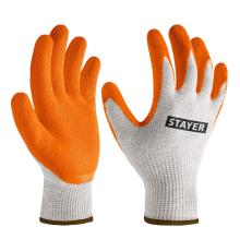 STAYER ULTRA, L-XL, х/б перчатки с рельефным латексным покрытием, противоскользящие (11403-XL)