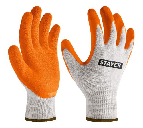 STAYER ULTRA, L-XL, х/б перчатки с рельефным латексным покрытием, противоскользящие (11403-XL)