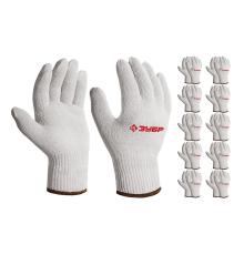 ЗУБР ОПТИМА, L-XL, х/б перчатки без покрытия, 10 класс, 10 пар (11446-XL10)