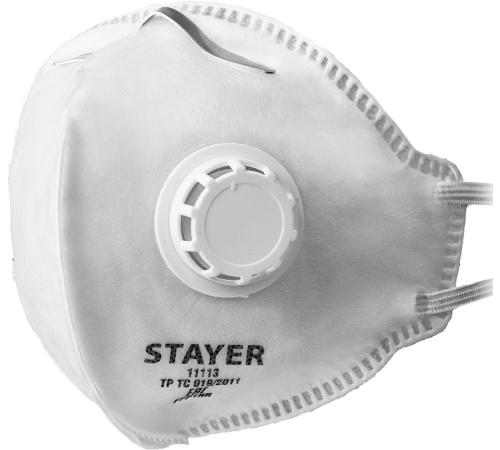 STAYER FV-80, класс защиты FFP1, плоская, фильтрующая полумаска с клапаном выдоха (11113)