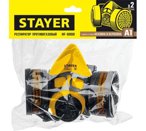 STAYER HF-6000, два фильтра A1 в комплекте, респиратор противогазовый, Professional (11175)
