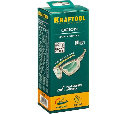 KRAFTOOL ORION, открытого типа, прозрачные, стекло с антибликовым покрытием, защитные очки с непрямой вентиляцией (110305)