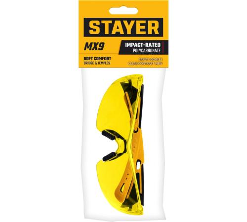 STAYER MX-9, открытого типа, желтые, защитные очки с двухкомпонентными дужками (110491)