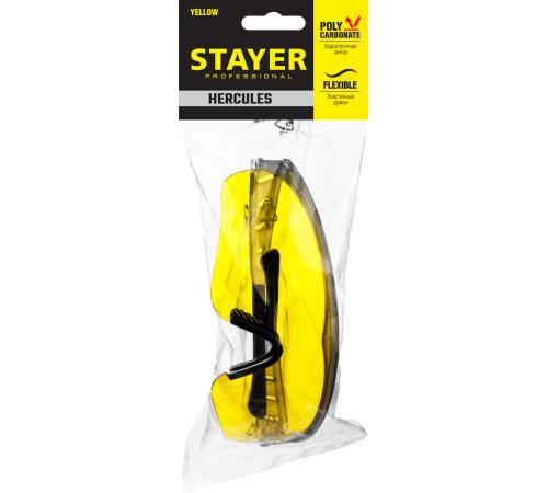 STAYER HERCULES, открытого типа, жёлтые, широкое моностекло, защитные очки, Professional (2-110435)