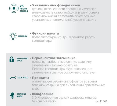 KRAFTOOL PANZER хамелеон, с панорамным трёхсторонним светофильтром, затемнение 3/4-8/9-14, маска сварщика (11061)