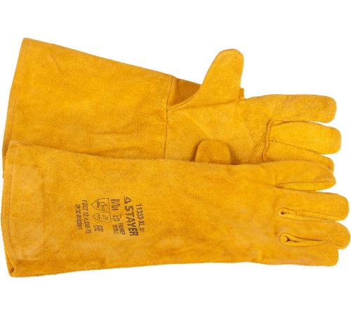 STAYER PROFI 400 мм, XL (10), с подкладкой, спилковые, для сварки и тяжелых механических работ, термостойкие краги, Professional (11333-XL)