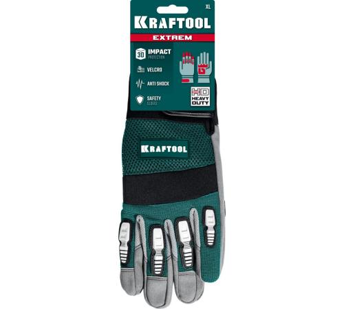 KRAFTOOL Extrem, XL (10), профессиональные комбинированные перчатки, антивибрационные, противоударные (11287-XL)