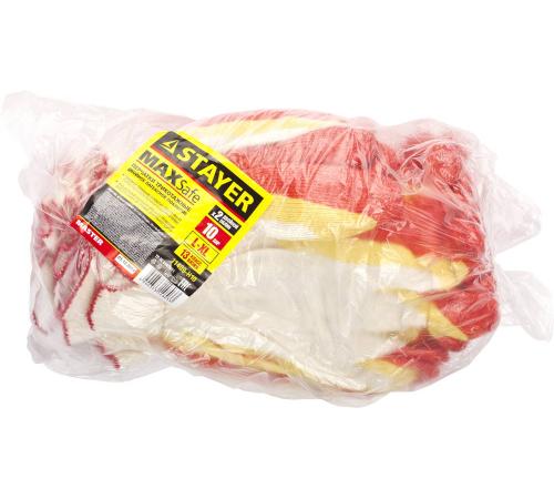 STAYER EXPERT-2, L-XL, х/б перчатки с двойным латексным обливом, повышенная износостойкость, 10 пар (11409-H10)