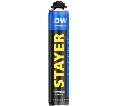 STAYER LOW EXPANSION, 800 мл, пистолетная, выход до 50 л, всесезонная, с низким вторичным расширением, монтажная пена, Professional (41136)