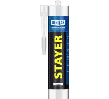 STAYER 260 мл, белый, силиконовый, санитарный герметик (41215-0)