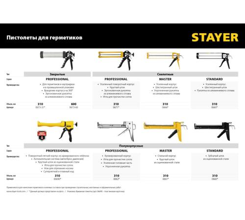 STAYER 310 мл, скелетный пистолет для герметика (0666)
