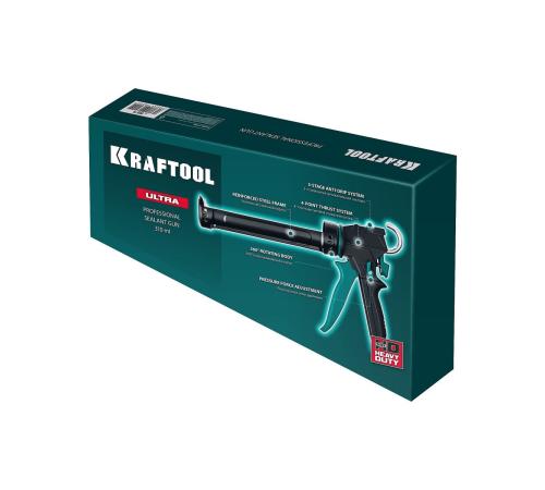 KRAFTOOL ULTRA 310 мл, вариативная антикапельная система, регулировка силы давления, усиленный cкелетный поворотный пистолет для герметика (06679)