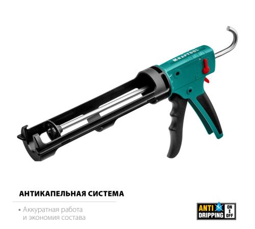 KRAFTOOL GRAND 2-in-1 310 мл, антикапельная система, скелетный пистолет для герметика (06674)