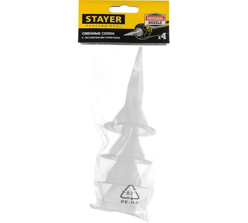 STAYER 4шт, запасные сопла для закрытых пистолетов для герметика (0673-S4)