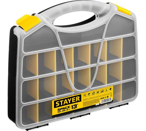 STAYER SPACE-13, 320 х 260 х 60 мм, (13″), пластиковый органайзер с 21 ячейкой (38038-13)