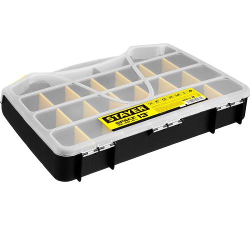 STAYER SPACE-13, 320 х 260 х 60 мм, (13″), пластиковый органайзер с 21 ячейкой (38038-13)