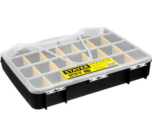STAYER SPACE-15, 380 х 310 х 70 мм, (15″), пластиковый органайзер с 21 ячейкой (38038-15)