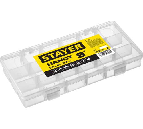 STAYER HANDY-9, 230 x 120 x 35 мм, (9″), пластиковый органайзер с 18 ячейками (38051-09)