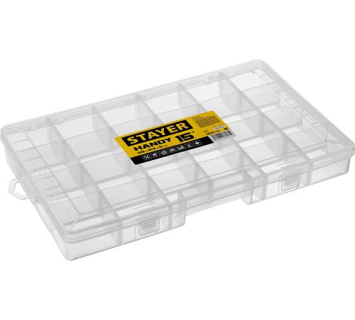 STAYER HANDY-15, 380 x 230 x 50 мм, (15″), пластиковый органайзер с 18 ячейками (38051-15)