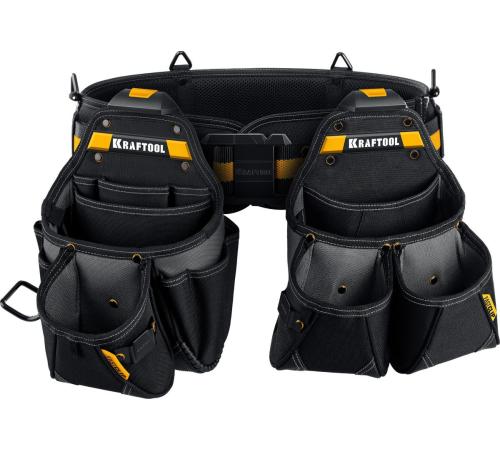 KRAFTOOL KBS-3L пояс монтажника, в комплекте: пояс монтажника и 2 большие сумки (38761)