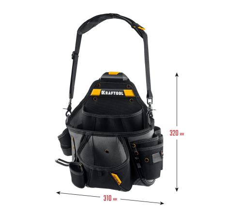 KRAFTOOL KPB-20 поясная сумка с быстросъёмным креплением FastClip, 320 х 310 мм (38767)
