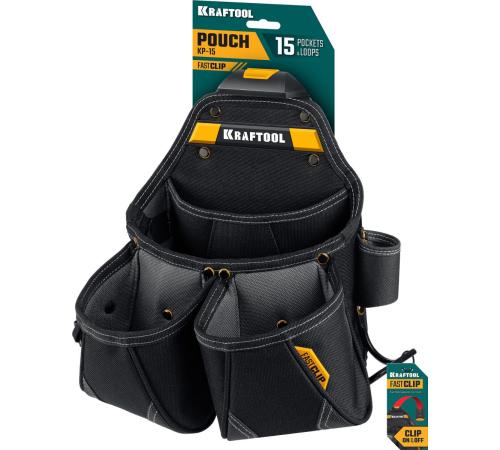 KRAFTOOL KP-15 поясная сумка с быстросъёмным креплением FastClip, 350 х 320 мм (38771)