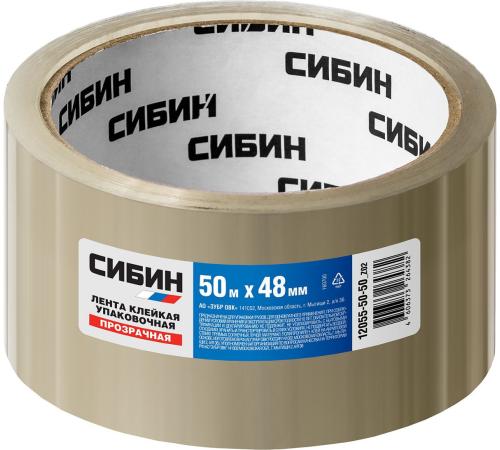 СИБИН 48 мм, 50 м, 40 мкм, прозрачная, клейкая лента (12055-50-50)