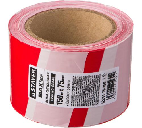 STAYER MAXTape, 75 мм, 150 м, красно-белая, сигнальная лента (12241-75-150)