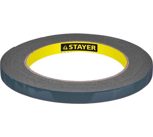 STAYER 9 мм, 5 м, черная, на вспененной основе, двухсторонняя клейкая лента, Professional (12233-09-05)