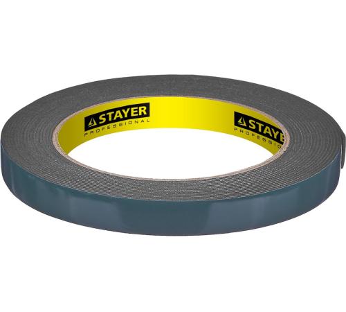 STAYER 12 мм, 5 м, черная, на вспененной основе, двухсторонняя клейкая лента, Professional (12233-12-05)