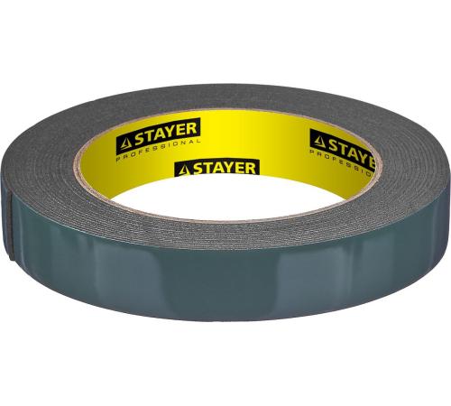 STAYER 19 мм, 5 м, черная, на вспененной основе, двухсторонняя клейкая лента, Professional (12233-19-05)