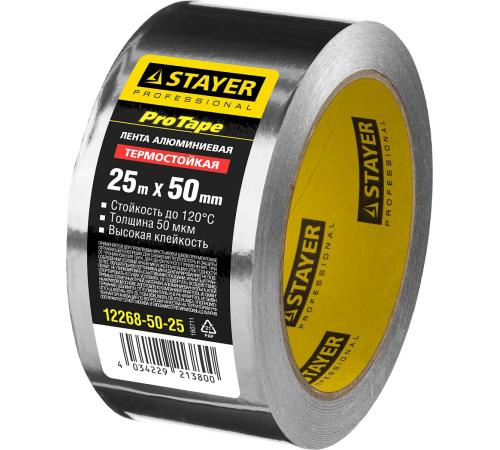 STAYER ProTape, 50 мм, 25 м, до 120 °С, самоклеящаяся алюминиевая лента, Professional (12268-50-25)